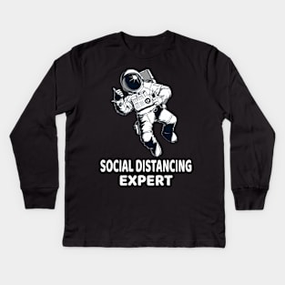 Social Distancing Expert, Funny Astronaut Social Distancing Champion 2020 Kids Long Sleeve T-Shirt